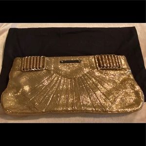Rebecca Minkoff metallic gold clutch